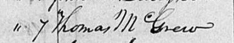 7 Mar 1840, Kanawha County, WV. Thomas McGrew